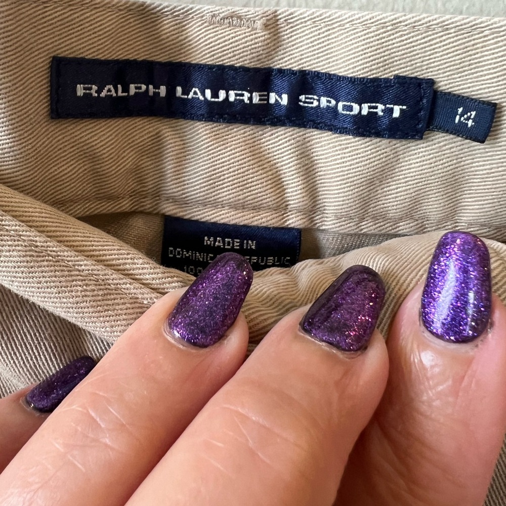 Ralph Lauren Sport Tan Cropped Pants Women‎ 14 Casual Lightweight Summer Neutral - Picture 3 of 10